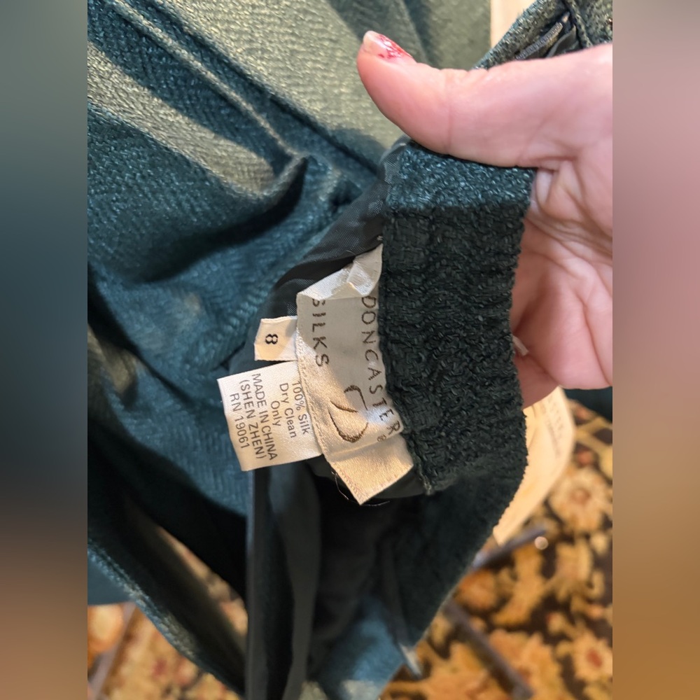 100% Silk 2 piece suit in Sage Double-Breasted Blazer vintage 70s - Picture 3 of 6